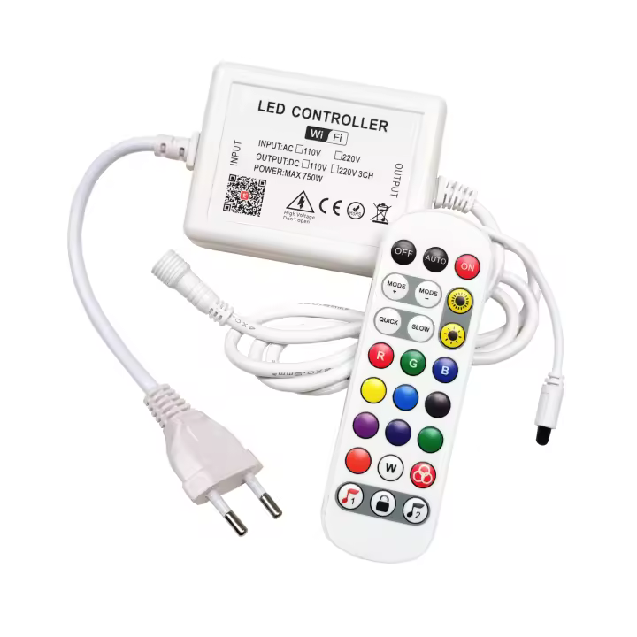 LED ATOMANT Controlador WiFi para Tira LED RGB 220V, Regulador de Intensidad con Mando a Distancia IR Incluido, Compatible con App Smart Life, Alexa y Google Assistant, Control por Voz y Remoto, Ideal para Iluminación Ambiente en Hogar o Negocio - 1