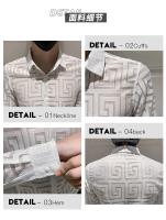 Camisa De Rayas Para Hombre Verano Transpirable Con Cortes De Encaje Manga Larga Ajustada Para Clubes Proms Fiestas Sociales - details 2