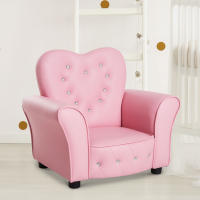 HOMCOM Sillón Infantil Sofá para Niños Decorativo en Forma de Corazón con Asiento Reposabrazos Acolchados Respaldo Alto 59x41,5x49 cm Rosa - details 1