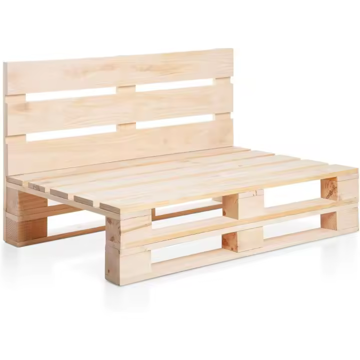 Sofa PALETS Madera para Jardin sin Barniz, Sillón Palet sin Cojines. Palets Europeos con Respaldo y Asiento, Sofás para Patio, Palet Chill out - 1