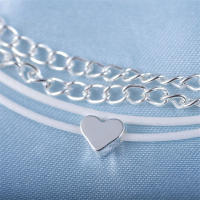 Pulsera De Tela De Ancleta Para Mujer En Color Plata Bohemia Con Forma De Corazón Moda Para Playa Joyería De Pieza Única - details 3