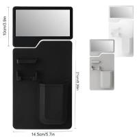 Organizador De Baño De Silicona Impermeable Con Espejo Y Porta Cadena Para Ducha Y Baño Herramienta De Almacenamiento Para Toallitas Y Cuchillas - details 1
