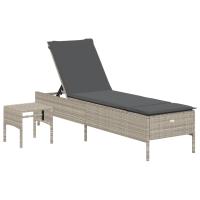 vidaXL Tumbona con cojín y mesita ratán sintético Negro, Marrón, Gris Sillas de Exterior Ideal para jardín, playa, piscina, terraza Tumbona Piscina Tumbonas Playa Tumbonas Jardín Exterior - details 1