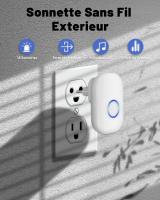 Timbre inalámbrico para Exterior, resistant to Agua IP44, éxito de 150 m, 32 melodías, 4 niveles de volumen (50-100 dB), 1 transisor Y 1 receptor, LED Azul, Blanco. - details 1