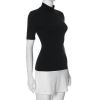 Vestido Bodycon De Verano Para Mujer Con Cuello Alto Y Manga Corta Elegante Mini Vestido De Calle Y2k Polyester Spandex Slim Fit - details 1