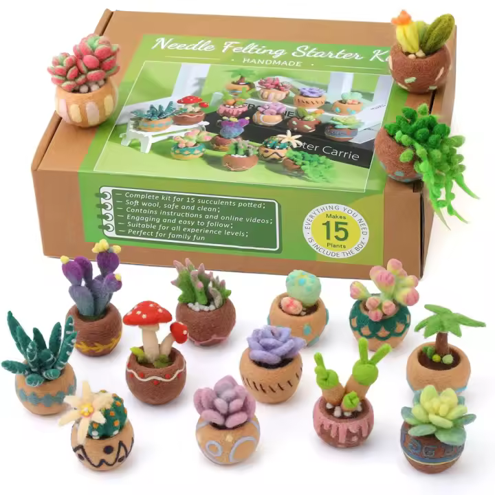 LMDZ Paquete De Tejido De Lana Para Plantas Succulentas Kit De Inicio Para Tejido Con Agujas De Lana DIY Artesanías Y Manualidades No Terminadas - 1