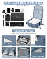 Mochila Para Laptop Grande Capacidad Para Viajes Unisex Nylon Con Compartment Para Computadora Sistema De Hombros Curvos De Cuerpo Mochila De Mano Suave - details 0