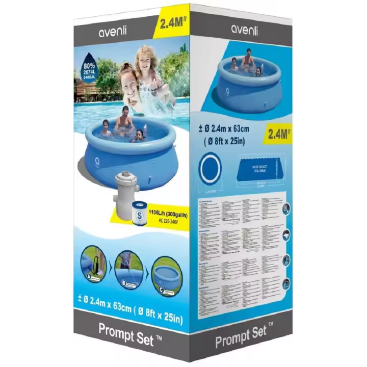 YUMO HOSUE-Piscina Desmontable de 300 x 76 cm con Depuradora 1136 litros, capacidad 3618 litros / Piscina Desmuntable de 300 x 76 cm amb Depuradora 1136 litres, capacitat 3618 litres - 1