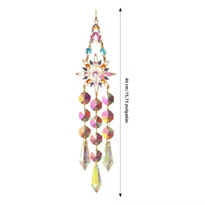 Aros De Viento Colgantes De Cristal Con Prisma De Sol Y Estrella Decoración De Pared En Rosa Para Habitación Arte Y Manualidades Para Exteriores - 1