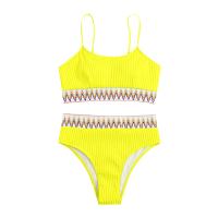 Bikini De Verano Para Mujer Estilo Playa Moda Elegante Con Cintura Alta Y Efecto Delgado Dos Piezas Color Bloqueado Conjunto De Baño Con Suspensión - details 29