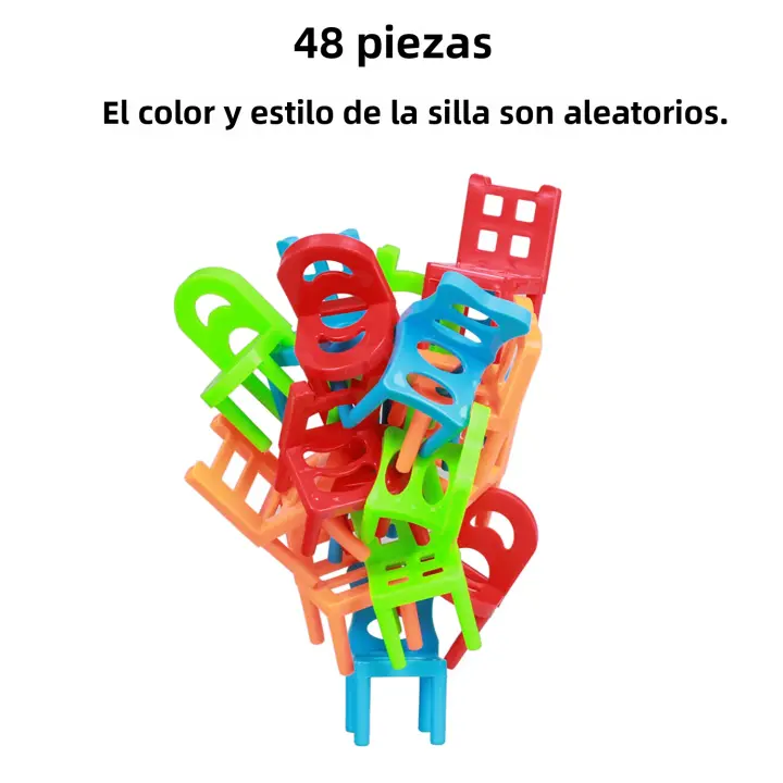 Juego De Bloques Educativos De 48 Piezas Sillas Pila Juguete Interactivo Para Niños Y Padres Reducción Del Estrés Tamaño Pequeño Compatible Con Lego - 1