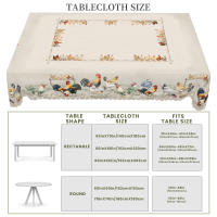 Mantel De Poliéster Retro Con Patrón De Gallo Hembra Y Pollo Decoración De Primavera Y Verano Para Casa Restaurante Café Estilo Campestre Lavable En Máquina Con Enfoscado En Borde - details 4