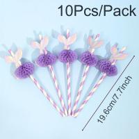 10pcs Bolas De Miel Mermaid Papel Color Morado Para Fiesta De Cumpleaños De Niñas Baño De Mar Fiestas Submarinas Suministros De Fiesta Favoritos Para Niños - details 7