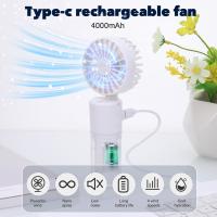 Ventilador de Mano, 4000mAh Type-C Recargable Ventilador Pequeño, 4 Velocidades With 20ml de Agua de Enfriamiento en Spray PARA EL Hogar Oficina Viajes at Aire Libre y Camping (Blanco) - details 0