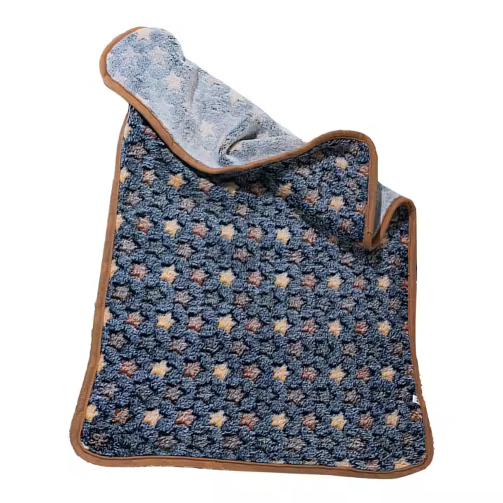 Manta cálida para mascotas, otoño e invierno, con estampado de estrellas pequeñas, mullida, a prueba de frío, para perros, cachorros, gatos, color azul violáceo, azul violáceo, manta de estrellas pequeñas S - 1