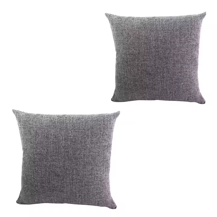 Set 2 Algodón Lino Throw Pillow Funda de cojín Cintura Coche Decoración Gris - 1
