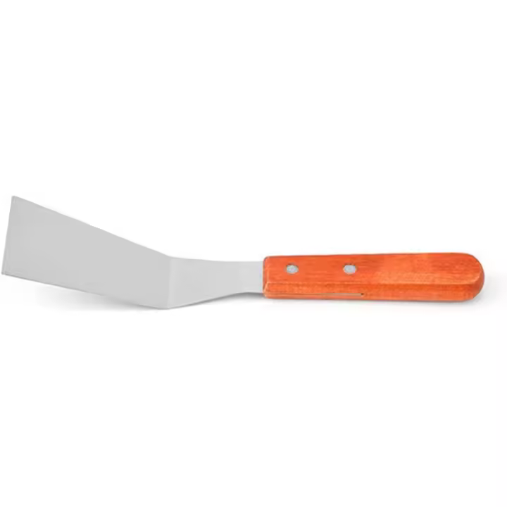 Espátula de Maple inoxidable, espátula de metal para sretén de Hierro fundido, espátula para Parrilla de barbacoa con Mango de Madera, espátula de 9,8 × 2,1 pulgadas - 1