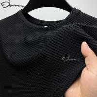Camiseta De Hombre De Seda De Hielo Transpirable Con Cuello Redondo Manga Corta Suave Y Ligera Para Verano Estilo Casual - details 11