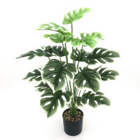 Planta Artificial De Monstera Grande 70cm Con 18 Hojas De Palma Falsa Para Decoración De Jardín Y Habitaciones Material Plástico Verde - details 7