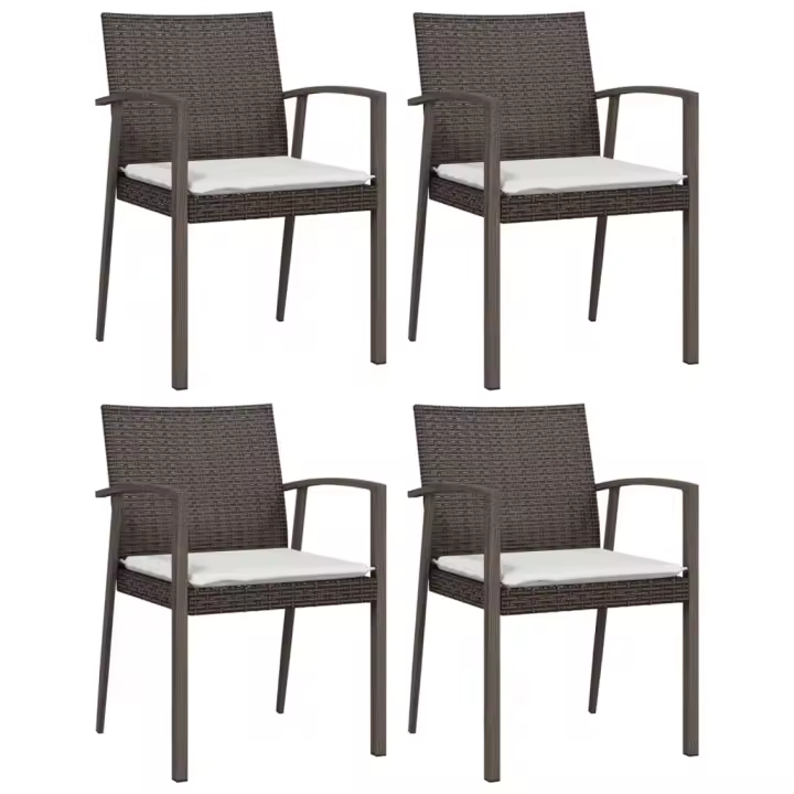 vidaXL Sillas jardín cojines 4 uds ratán sintético marrón 56,5x57x83cm - 1