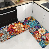 Carpetas Antideslizantes Para Cocina De Tamaño Grande Absorbentes Y Máquina Lavables Con Patrón Floral Alfombrilla De Piso - details 2