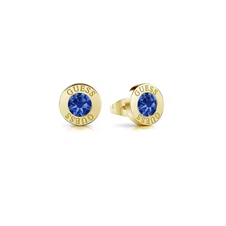 GUESS Pendientes Mujer Acero Inoxidable Dorado Circonitas Azul Shiny Crystals UBE78101 - 1