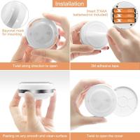 Luz LED Inalámbrica Nocturna, 6PCS, 5 Perlas, Lámpara Blanca Cálida Adhesiva a Batería con 2 Control Remoto, para Vitrina, Armario, Pasillo, Armario, Cocina - details 1