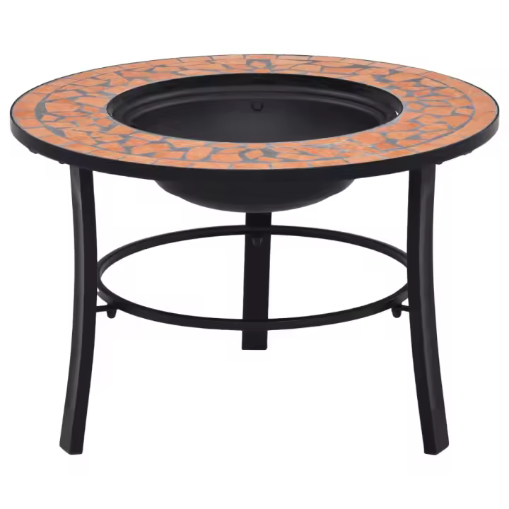 vidaXL Brasero Mosaico Cerámica/Blanco Diámetro 68cm Accesorios Barbacoa Color Azul,  Negro,  Terracota y mas - 1