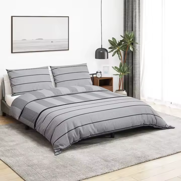 Juego de funda nórdica algodón gris 260x220 cm - 1