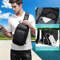 Bandolera Cruzada Hombre Bolso Pecho Grande Impermeable with USB Bolso para Vida Diaria Cycling Caminar Viaje y Trabajar-Negro - details 2
