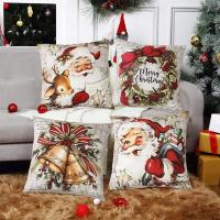 4pcs Fundas Para Cojines Navideñas 45x45cm Escena De Navidad Para Sofá Y Sala De Estar Regalos De Año Nuevo 2025 Material De Lino Y Algodón - details 1