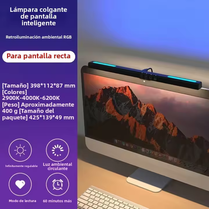 Lámpara De Escritorio LED Curva 40cm Luz De Pantalla Para Trabajo Estudio Juego Habitación RGB Ambiente De Fondo Moderna - 1