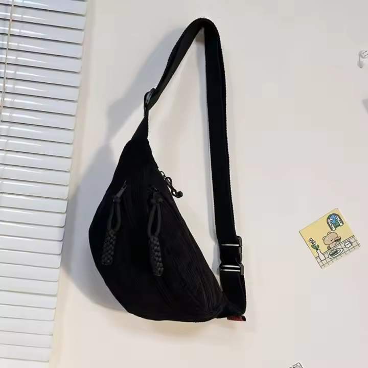 Bolso pequeño de pana para mujer, informal, grande, estilo Hip Hop, para deportes, Color sólido - 1