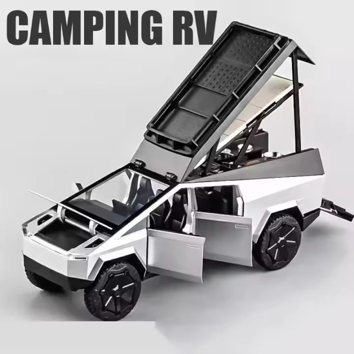 Modelo De Coche Tesla Cybertruck 1/24 Con Sonido Y Luz Para Colección Y Decoración Juguete De Metal Para Niños Regalo De Cumpleaños - 1