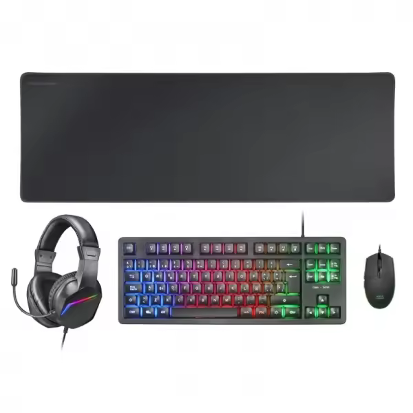 Mars gaming mcp-rgb3 combo gaming 4en1 - teclado tkl h-mech red - raton rgb flow 3200 dpi - auriculares frgb rainbow - alfombrilla xxl antideslizante - color negro - 1