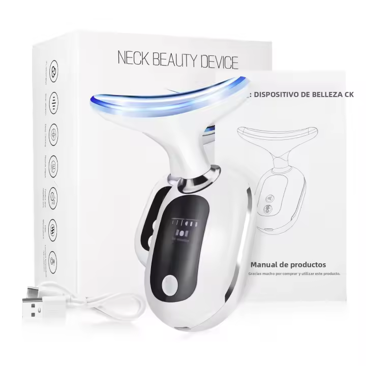 Dispositivo De Terapia Fotónica LED De 3 Colores Para Cuidado De La Piel Rejuvenecimiento Y Acentuación Del Contorno Del Cuello Antiarrugas Y Tensión De La Piel - 1