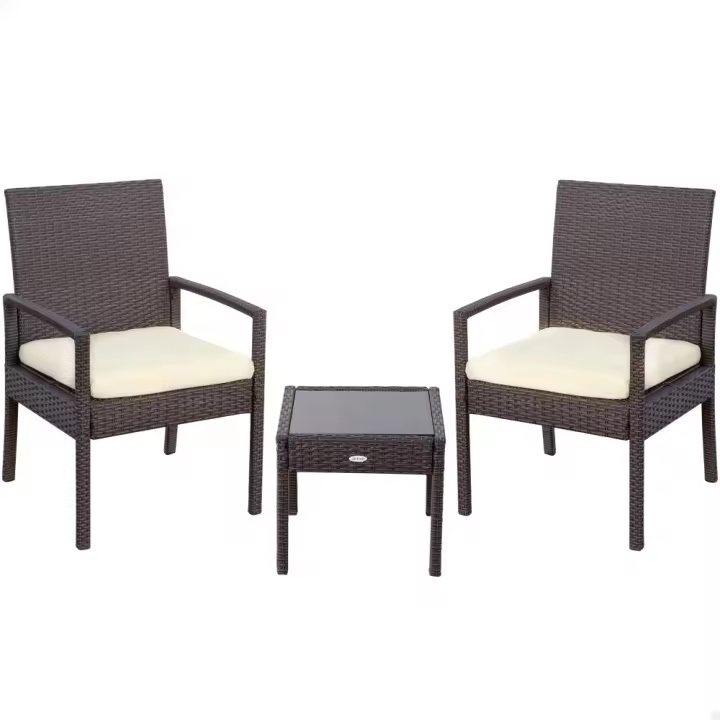 Conjunto muebles terraza con sillones y mesita ratán Aktive - 1