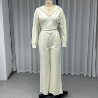 Conjunto De 2 Piezas Wefads Otoño Casual Con Cuello Alto Y Cierre De Cremallera Pantalones Elásticos Con Cordón Alta Cintura Estilo Suave Para Mujer - details 1