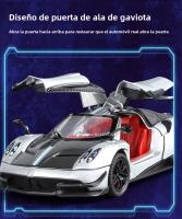 Modelo De Coche Deportivo PAGANI Huayra BC a Escala 1:24 Con Absorción De Choque Luz Y Sonido Vehículos Con Función Retroalimentación Regalo Para Niños Metal Verde Blanco Plateado - details 8