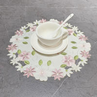Mantel Individual De Tela Con Bordado De Rosa Redondo Popular Para Decoración Navideña Funda Para Vajilla Y Taza Funda Para Café Y Té Moderno Estilo Polyester Cotton - details 0