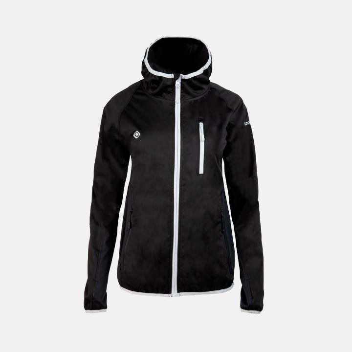 Izas - Cortavientos para Mujer - Chaqueta Técnica Ligera con Capucha - Tecnología Mount-Tex Que Expulsa el Sudor y Mantiene Seco - Tejido Impermeable Que Repele el Agua - Argon Negro y Plateado - 2XL