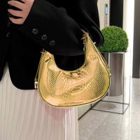Bolso de hombre individual para Mujer, Bolso de moda, Material elegante de PU, Bolso Vintage para citas, Comas, Viajes, Dorado, Talla libre W - details 1