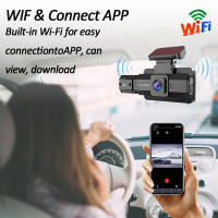 Cámara De Coche Con WiFi 3 Camaras 1080P 3-Canal Visión Nocturna Trasera Interior Frontal Grabadora De Video DVR Para Automóvil - details 6