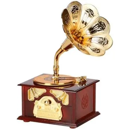 Caja de música Caja de joyería para niñas Regalos de música Caja de música de gramófono de Cuerno Retro clásico Caja de música giratoria Caja de música de gramófono Retro clásica Antigua Regalo de decoración - 1
