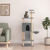 vidaXL Rascador para Gatos con Postes Árbol Torre de Escalada Sisal Color Crema,  Gris claro,  Gris oscuro y mas - details 1