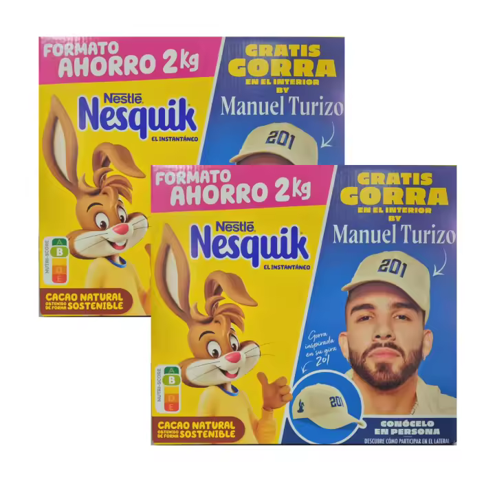 Nesquik Cacao Instantáneo Sin Gluten - 2 cajas de 2Kg+regalo - 1