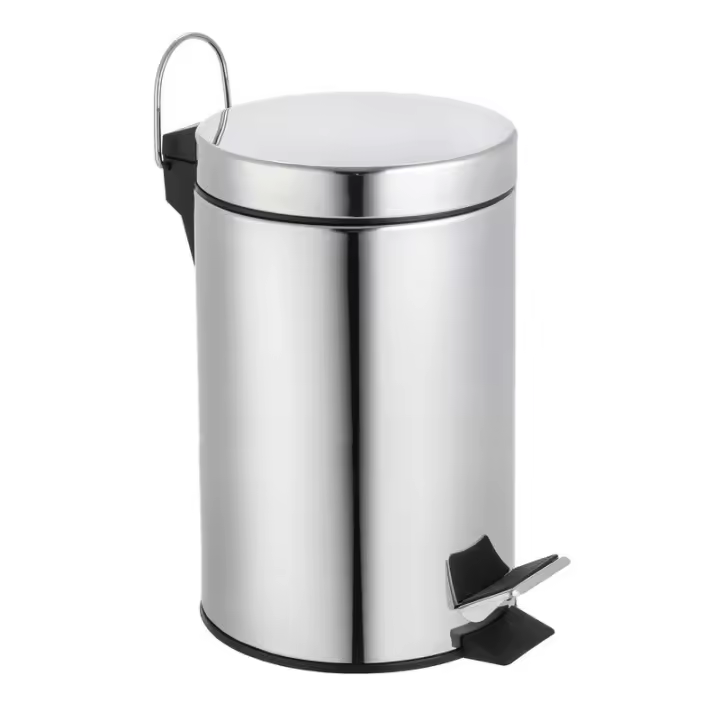 Baños Boutique Cubo basura cocina y baño con pedal de estilo Moderno, acero inoxidable, 5 L. - 1