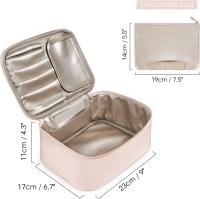 Bolsa de maquillaje de viaje, Bolsa de Cosméticos Grande, Organizador de estuches de maquillaje para Mujer (Pink Suave) - details 3