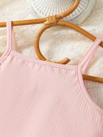 Conjunto De Verano Para Niñas 2 Piezas Camisa Con Aros Y Falda/Pantalones Estilo Vacacional Coreano Ropa Infantil Para Niñas De 4 a 7 Años - details 3