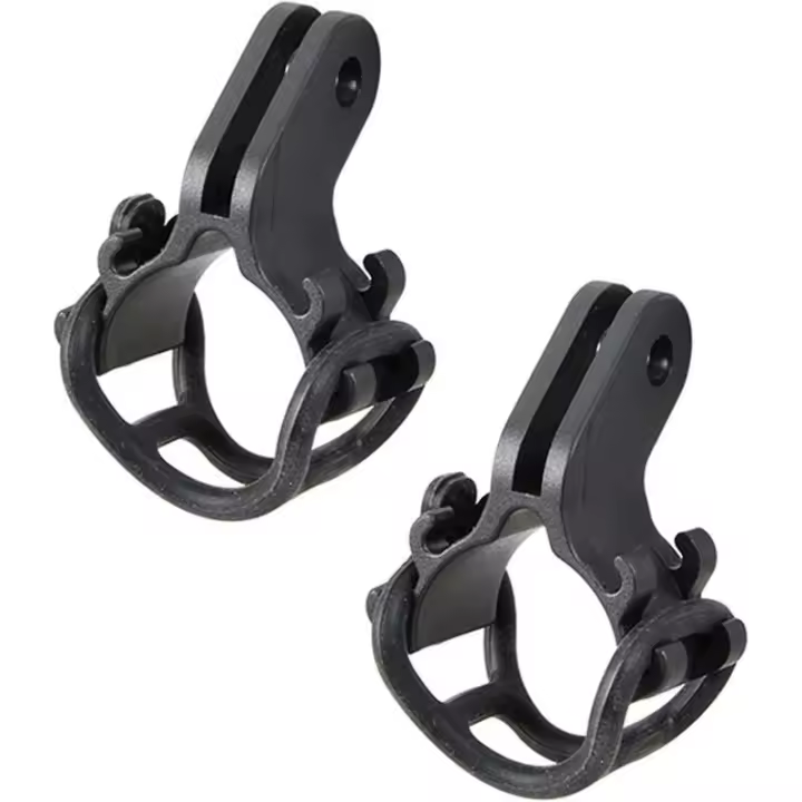 Soporte para linterna de bicicleta, soporte de montaje para luz de antorcha de bicicleta para GoPro, interfaz de montaje tipo negro, 2 piezas - 1